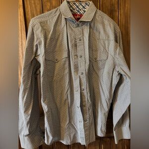 Rodeo Clothing Co Pearl Snap Shirt Men's Large White Gray Western